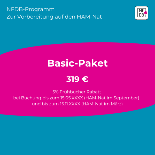 Basic-Paket zur Vorbereitung auf den HAM-Nat, 319 Euro Gesamtpreis | NFDB