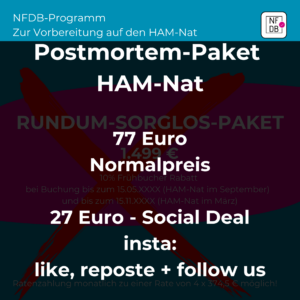 Postmortem-Paket zur Vorbereitung auf den HAM-Nat, 77 Euro Gesamtpreis | NFDB